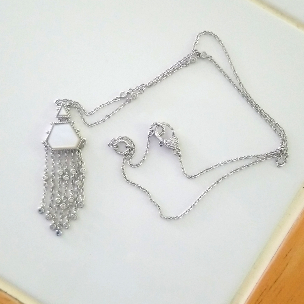 Judith Ripka mother of pearl sterling silver necklace